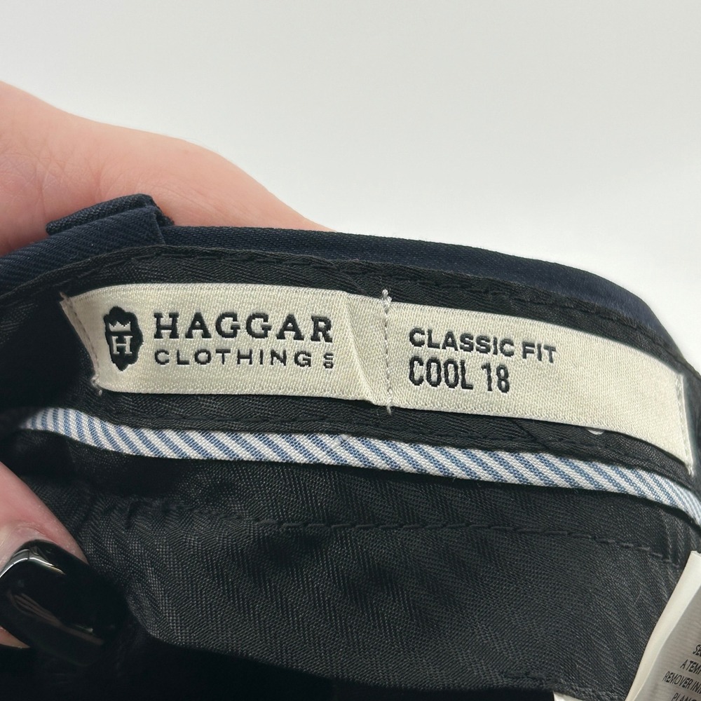 BUNDLE Haggar Cool 18 Performance Mens Navy Blue Tan Dress Pants 46x29 NWT Work - Picture 10 of 16